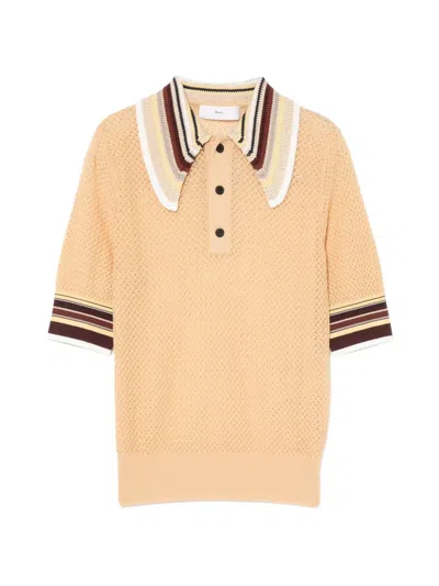 Toga Lace-knitted Polo Top In Neutral