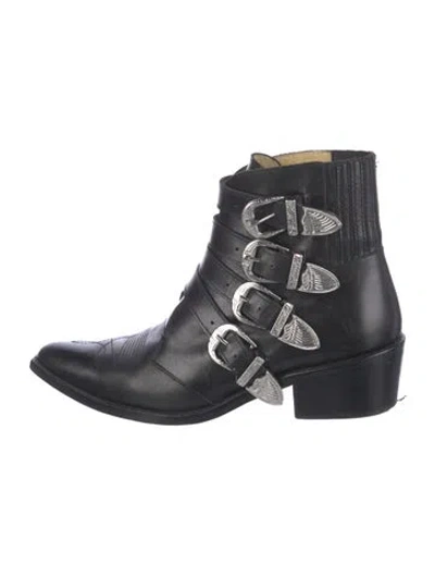 Pre-owned Toga Leather Animal Print Boots In Black