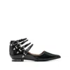 Toga Polido Multi Strap Ballerina Flats In Black