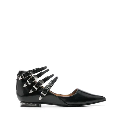 Toga Leather Ballet Flats In Black