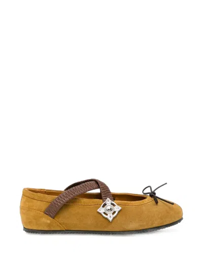 Toga Leather Ballet Flats In Brown