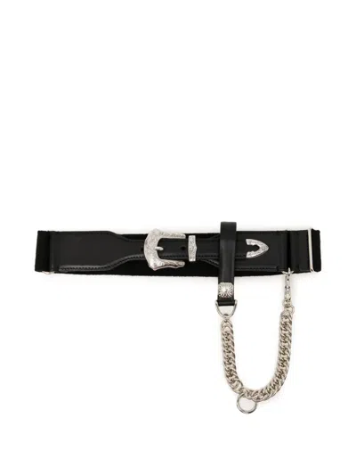Toga Leather Chain Belt In Black