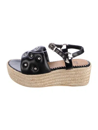 Pre-owned Toga Leather Colorblock Pattern Espadrilles In Black