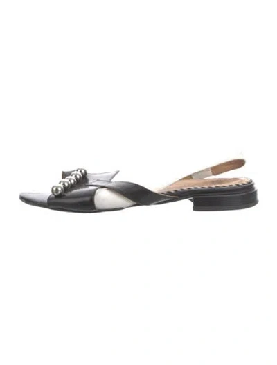 Pre-owned Toga Leather Colorblock Pattern Sandals In Black/white