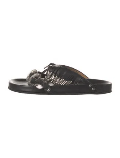 Pre-owned Toga Leather Flip Flops In Black