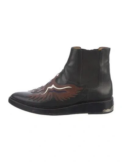 Pre-owned Toga Leather Graphic Print Chelsea Boots In Brown
