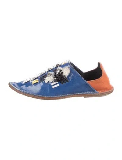 Pre-owned Toga Leather Graphic Print Flats In Blue