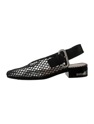 Pre-owned Toga Leather Lace Pattern Flats In Black