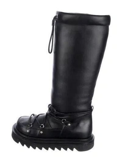 Pre-owned Toga Leather Leather Trim Embellishment Combat Boots In Black