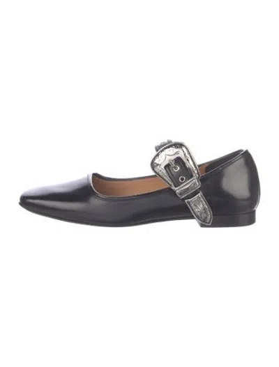 Pre-owned Toga Leather Mary Jane Flats In Black