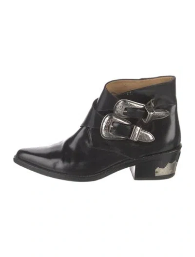 Pre-owned Toga Leather Moto Boots In Black