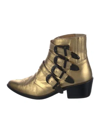 Pre-owned Toga Leather Moto Boots In Gold