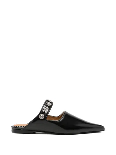 Toga Leather Mules In Black