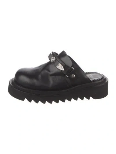 Pre-owned Toga Leather Mules In Black