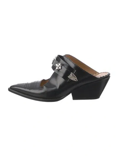 Pre-owned Toga Leather Mules In Black