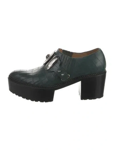 Pre-owned Toga Leather Mules In Green