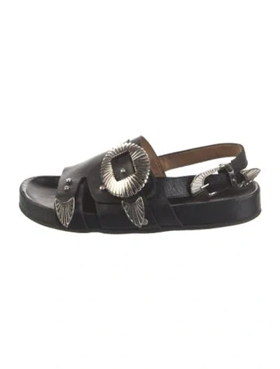 Pre-owned Toga Leather Sandals In Black/silver