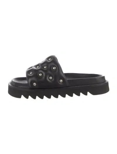 Pre-owned Toga Leather Slides In Black