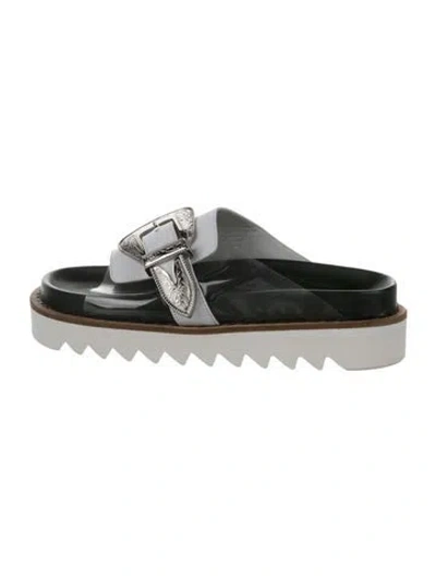 Pre-owned Toga Leather Slides In Silver