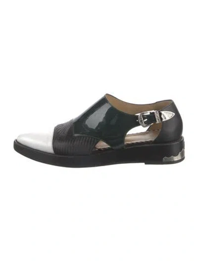 Pre-owned Toga Leather Slingback Flats In Black