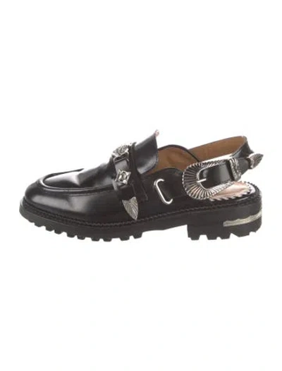 Pre-owned Toga Leather Studded Accents Loafers In Black