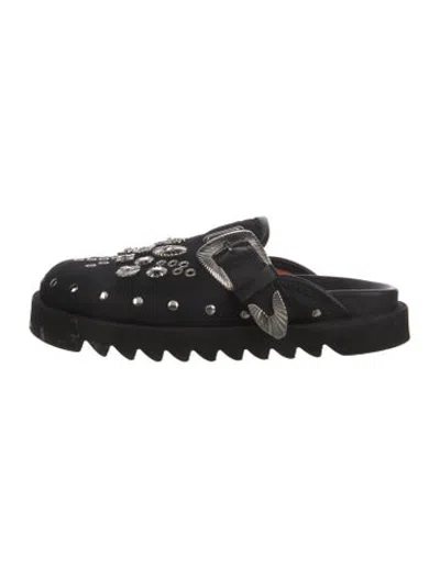 Pre-owned Toga Leather Studded Accents Mules In Black