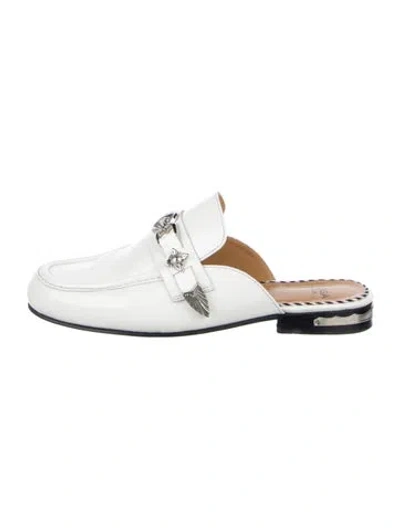 Pre-owned Toga Leather Studded Accents Mules In White