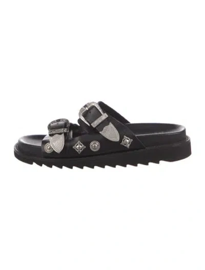 Pre-owned Toga Leather Studded Accents Slides In Black