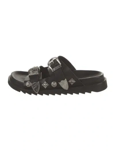 Pre-owned Toga Leather Studded Accents Slides In Black