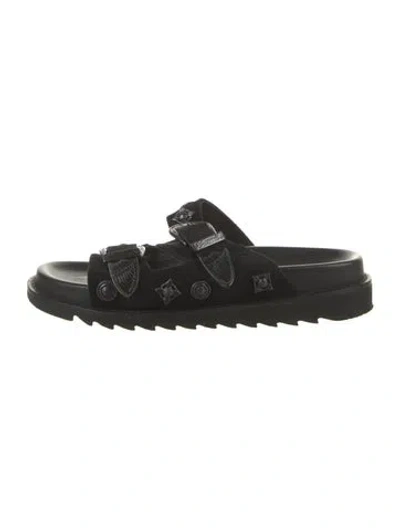 Pre-owned Toga Leather Studded Accents Slides In Black