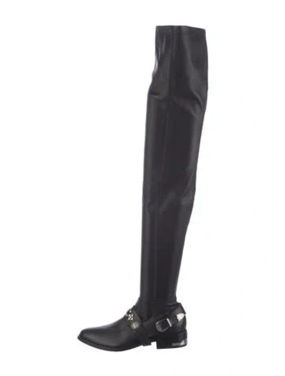 Pre-owned Toga Leather Studded Accents Sock Boots In Black