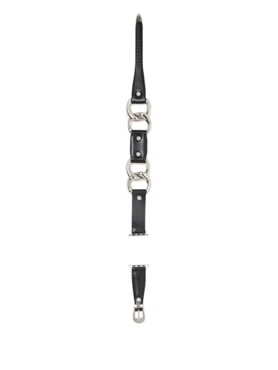 Toga Leather Watch Strap In 黑色
