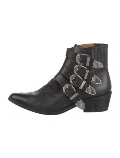 Pre-owned Toga Leather Western Boots In Black