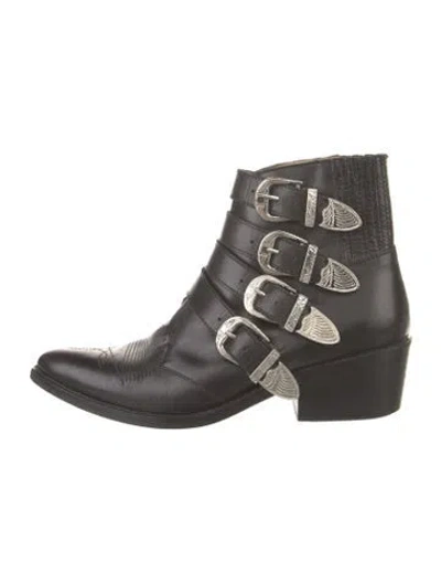 Pre-owned Toga Leather Western Boots In Black