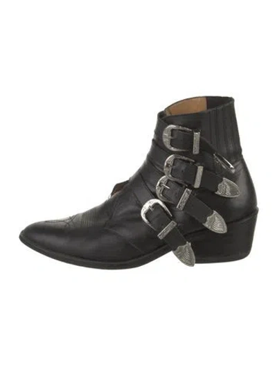 Pre-owned Toga Leather Western Boots In Black
