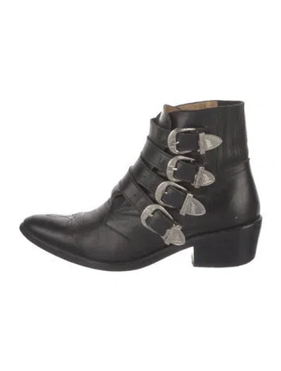 Pre-owned Toga Leather Western Boots In Black