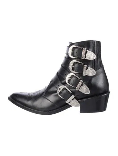 Pre-owned Toga Leather Western Boots In Black