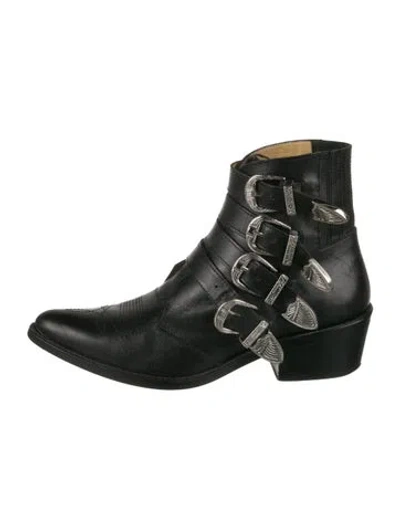 Pre-owned Toga Leather Western Boots In Black