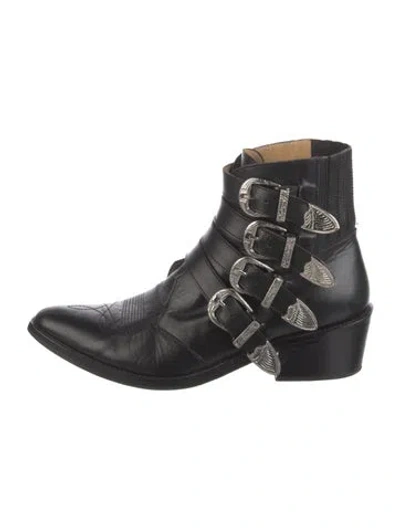 Pre-owned Toga Leather Western Boots In Black