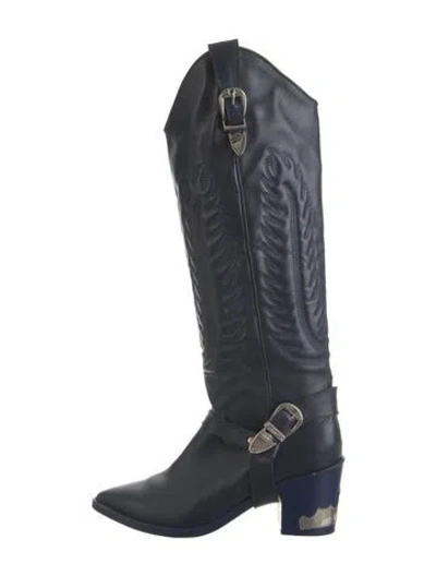 Pre-owned Toga Leather Western Boots In Blue