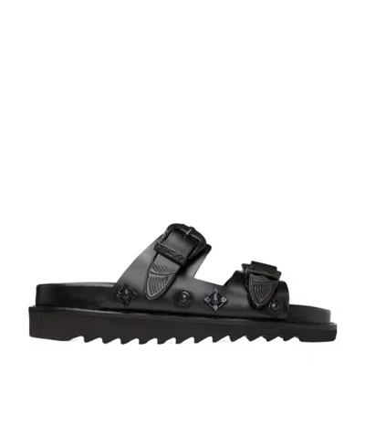 Toga Logo Flat Sandals In Black