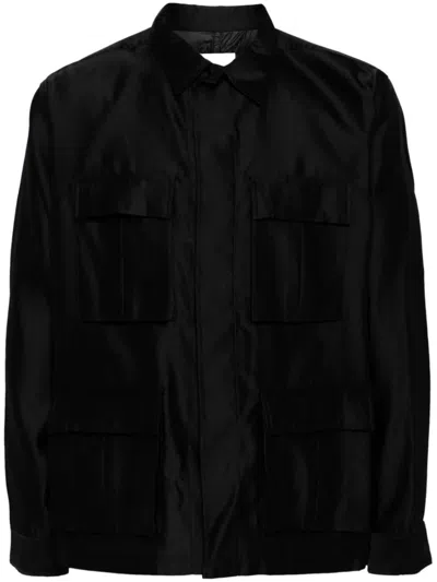 Toga Long-sleeves Satin Shirt In Black