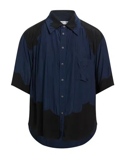 Toga Man Shirt Navy Size Xl Rayon In Blue