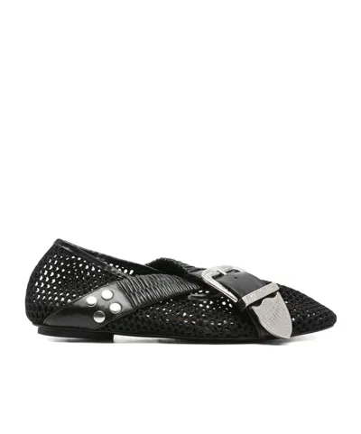 Toga Mesh Detail Flats In Black