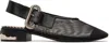 Toga Black Mesh & Leather Flats In Black