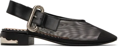 Toga Mesh  Leather Flats In Black