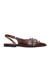 Toga Metal Belt Flats In Brown