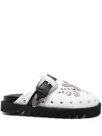 Toga Ssense Exclusive White & Black Eyelet Metal Sabot Loafers In Aj1058-white Black L