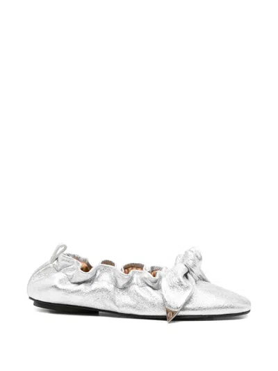 Toga Metallic Cracked Bow Ballet Flats In Multi