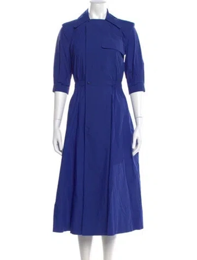 Pre-owned Toga Mock Neck Long Dress In Blue